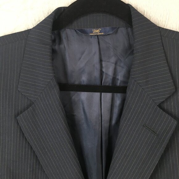 Brooks Brothers Blazer Mens 46R Blue Pinstriped 100% Wool Sport Coat Jacket - Picture 6 of 15